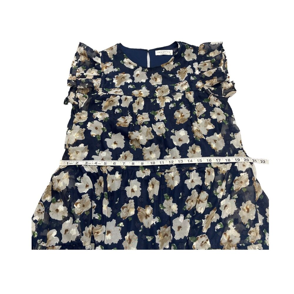 Pink Lily x Living My Best Style Tiered Dress Womens L Navy Floral Ruffle Sleeve - Picture 4 of 9